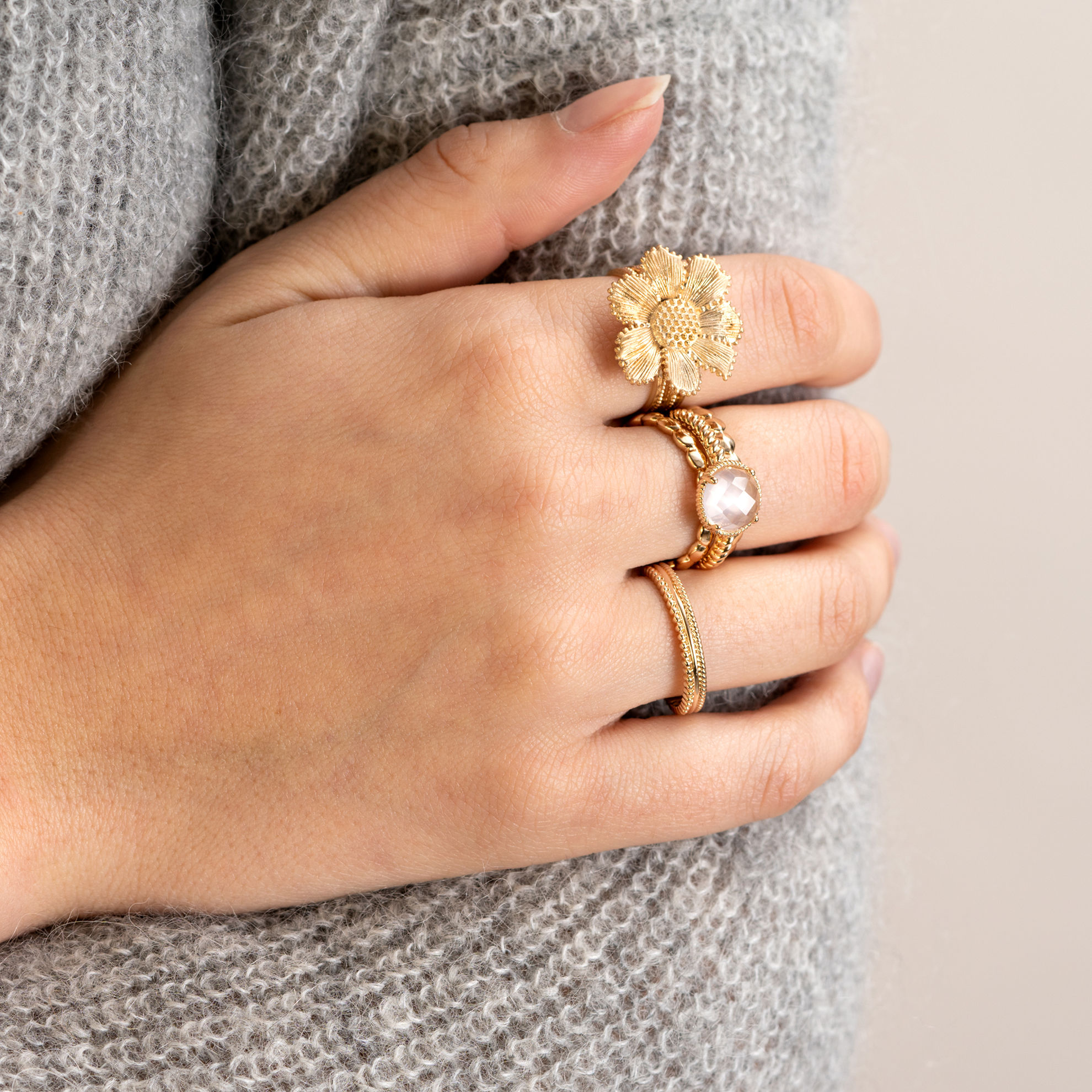 Image de BAGUE LISETTE QUARTZ ROSE