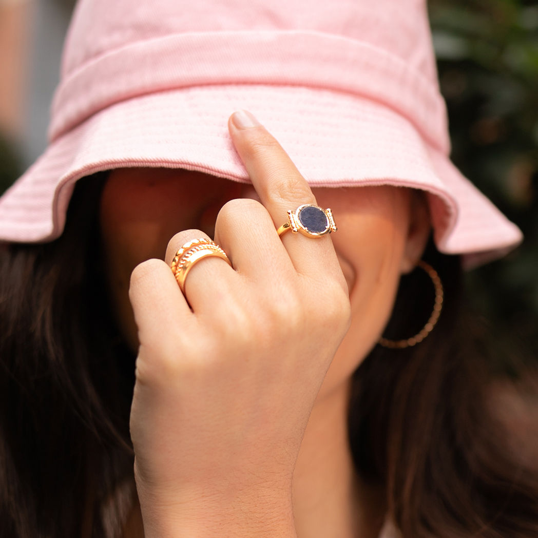 Image de BAGUE SALOMÉ AVENTURINE BLEUE