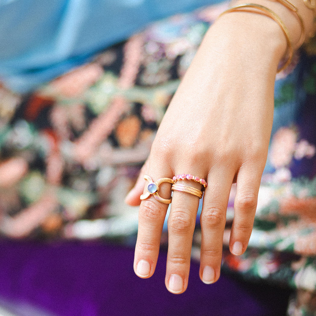 Image de BAGUE CÉLESTINE AGATE BLEUE